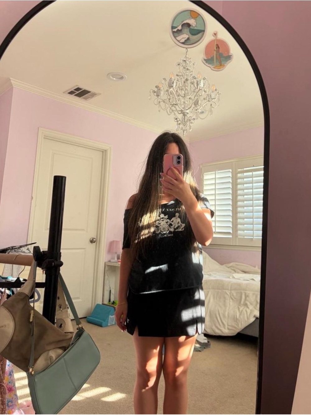 Varsity Black Mini Skirt